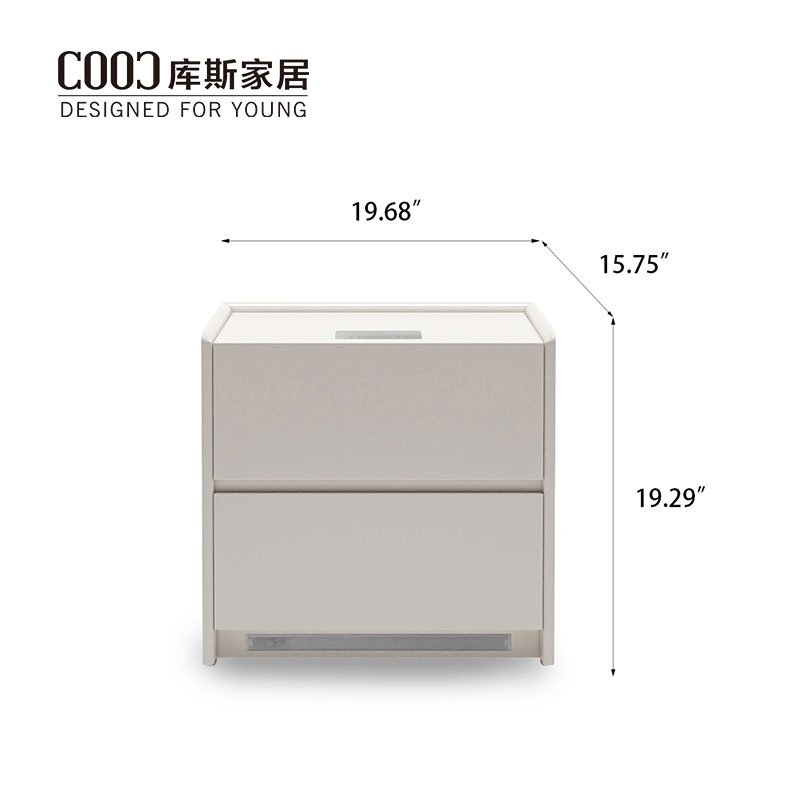 Modern White Night Stand Wireless Charging LED Speaker Smart Nightstand Bedside Table