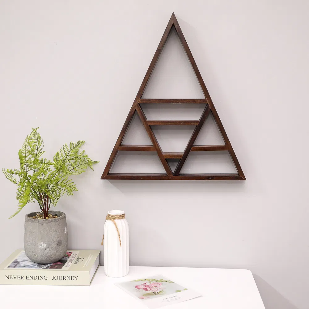 Wall Mounted Hexagon Floating Shelves, Wooden Wall Organizer Hanging Shelf for Home Decor, Set of 3