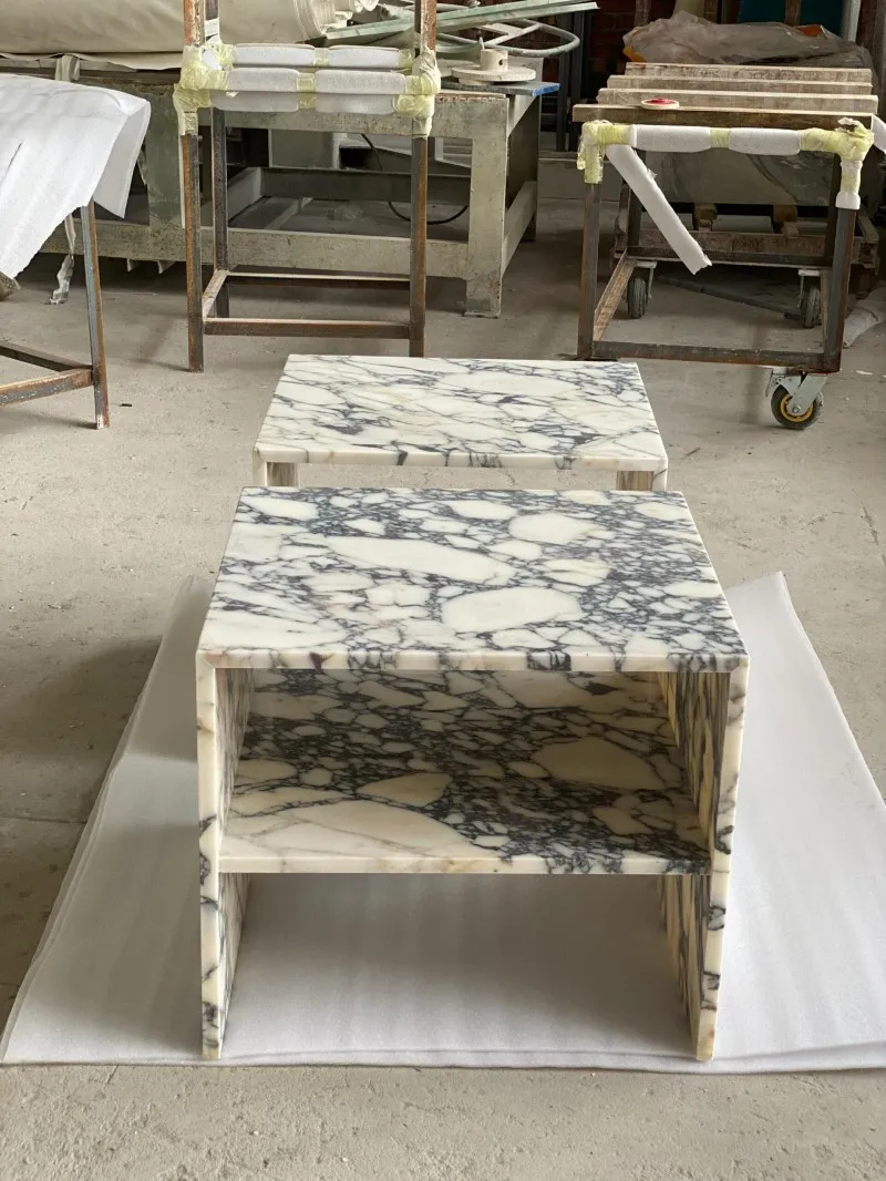 Italy Viola Calacatta Marble Bedside Table