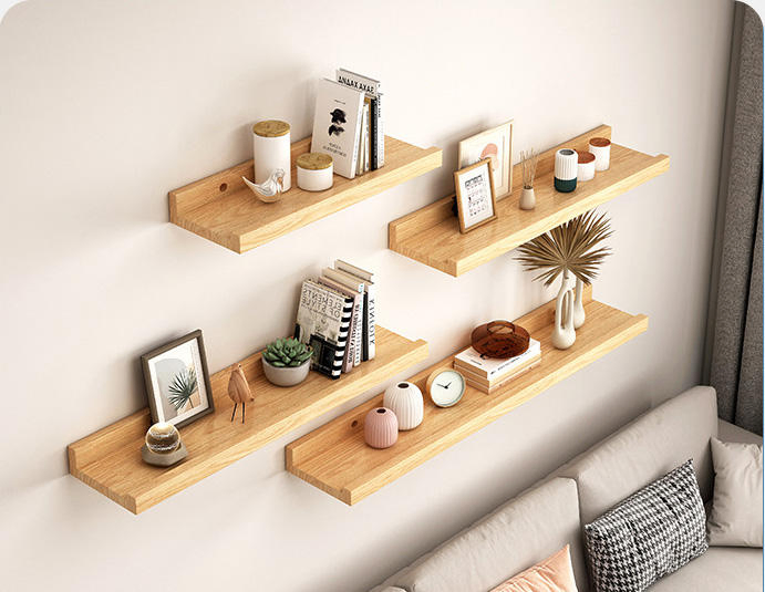 Folding Wood Floating Shelves for Wall Decor Display Shelves for Living Room Food Storage Holder
