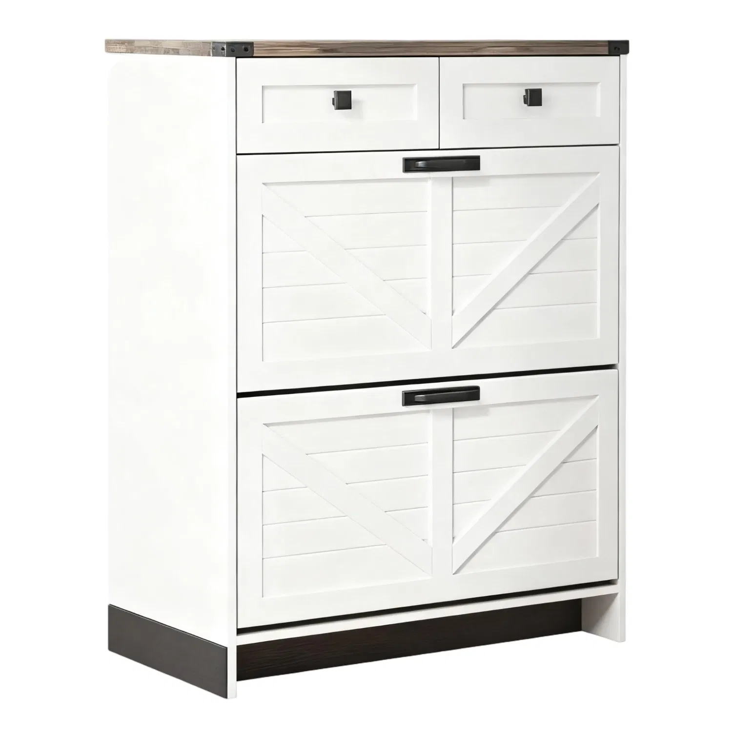 Multi-Layer Shoe Cabinet with Hidden Compartments &amp; Top Drawers, Farmhouse Style Shoe Storage Unit for Entry Hall