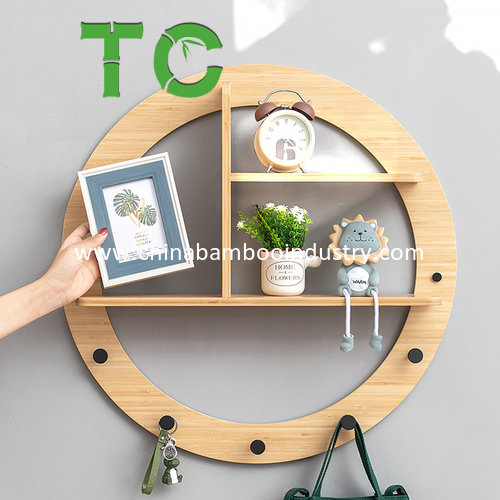 Bamboo Wall Shelf Rack Decorative Wall Mounted Floating Shelf Wall Storage Shelves