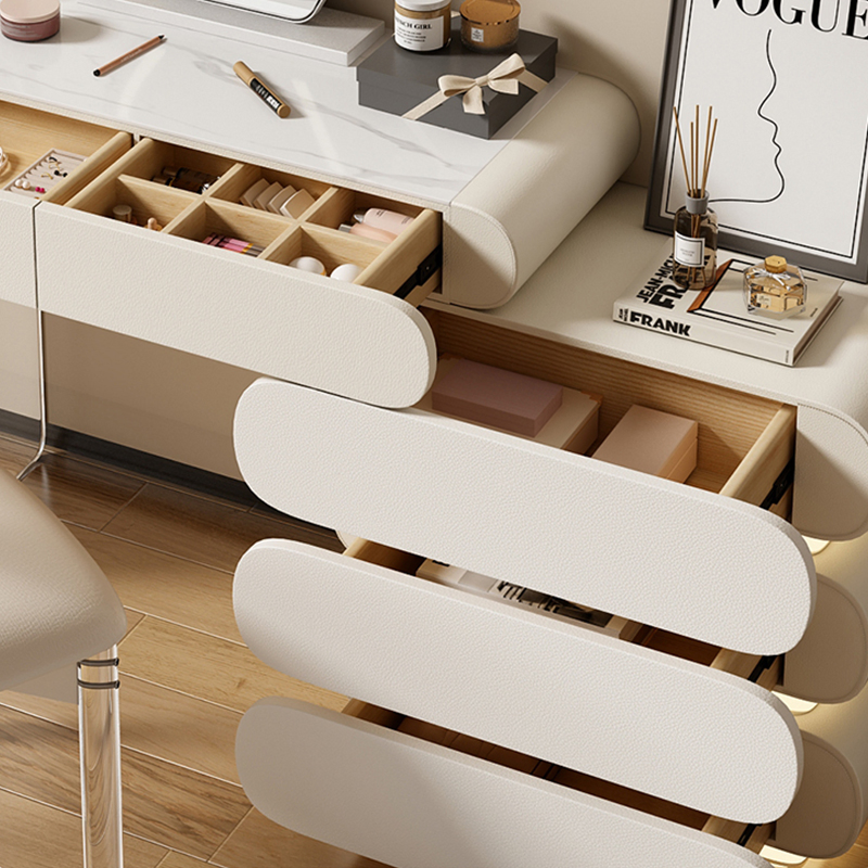 Popular Modern Design Makeup Vanity Desk Wooden Dresser Set Home Furniture Bedroom Wood Luxury LED Dressing Table with Mirror