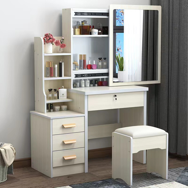 Modern Simple Design Wooden Dressing Table with Mirror and Drawers for Bedroom Furniture