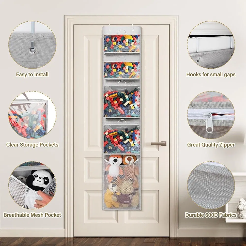 Removable PVC Toy Hanging Storage Bag Over The Door Organizer for Children