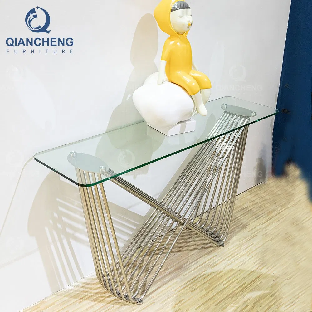 Qiancheng Modern Ss Steel Home Furniture Factory Hallway Long Entryway Console Table