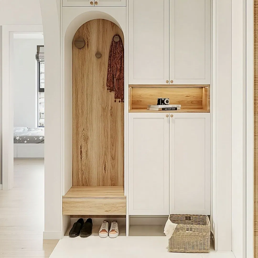 Traditional Style Light Green Louver Cabinet Door Breathable Shoe Cabinet Residential Home Shoe Cabinet Durable Wooden Custom Shoe Cabinet