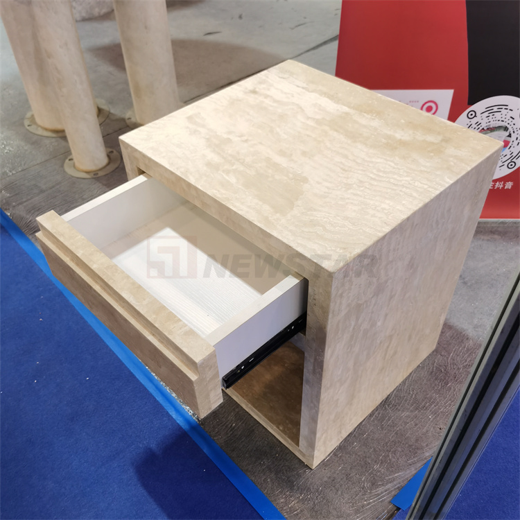 Customized Modern Natural Marble Nightstand Luxury Stone Bedroom Furniture Marble Square with Drawer Bedside Table Marble Table