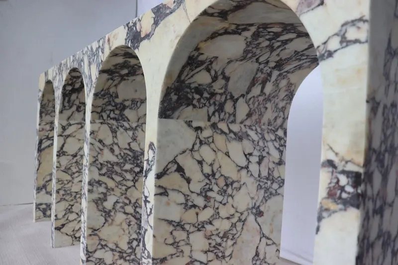 Italian Calacatta Viola Marble Console Table Modern Hallway Entryway Design