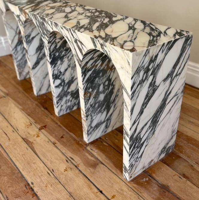 Italian Calacatta Viola Marble Console Table Modern Hallway Entryway Design