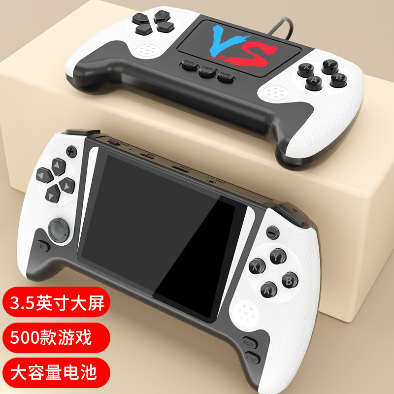 Tk Handheld Game Console 3.5-Inch Connected TV Dual Handle Handheld Console Nostalgic Retro Arcade TV Game Console
