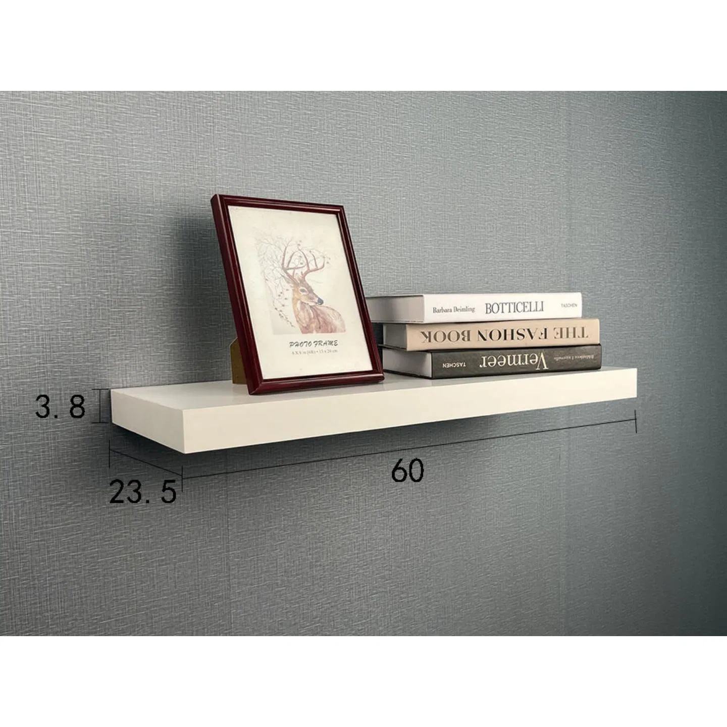 Wall Mounted Floating Shelves, White Wooden Wall Shelf with LED Light