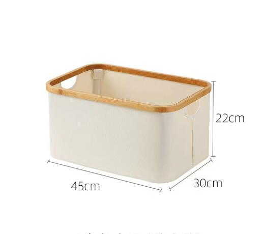 Foldable Bamboo &amp; Fabric Storage Basket Toy Organizer