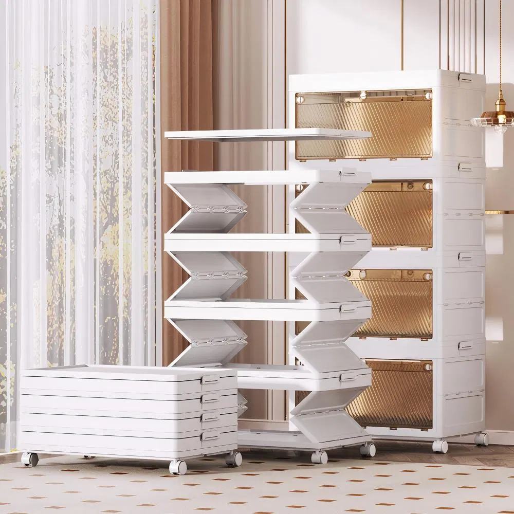 5 Layer Stackable Plastic Drawer Living Room Storage Cabinets Clear Toy Storage Bins &amp; Boxes Organizer Storage