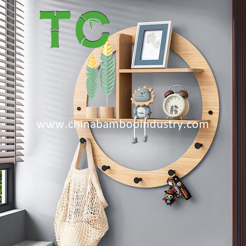 Bamboo Wall Shelf Rack Decorative Wall Mounted Floating Shelf Wall Storage Shelves