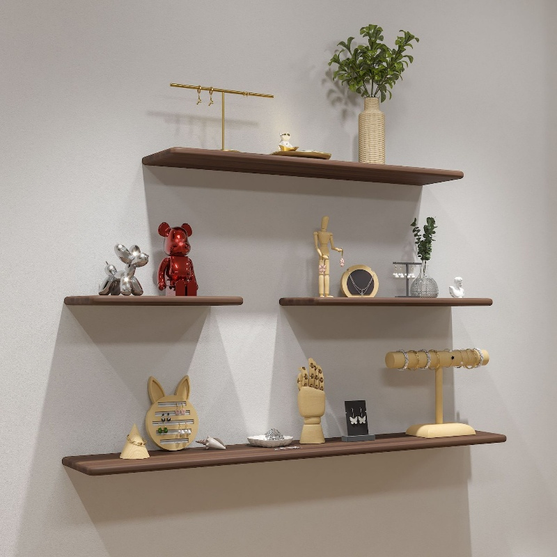 Solid Mahogany Wood Modern Chic Design Floating Wall Book Shelf