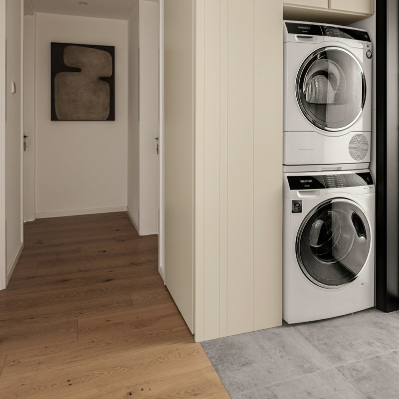 Luxury Design Plywood Compact Laundry Room Cabinet in Wall Bathroom Laundry Cabinet and Washing Machine Storage for Modern Apartment Use