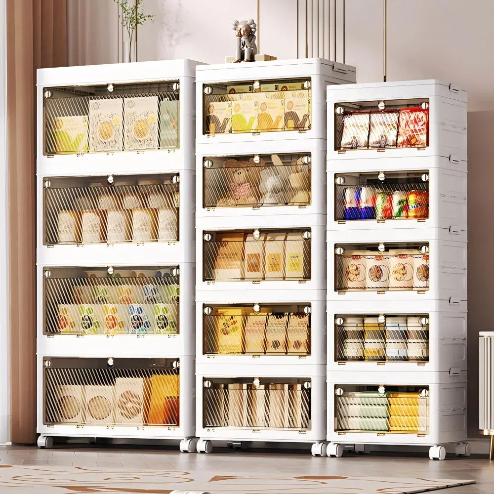 5 Layer Stackable Plastic Drawer Living Room Storage Cabinets Clear Toy Storage Bins &amp; Boxes Organizer Storage