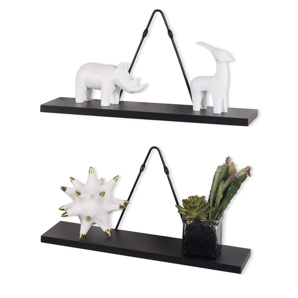 Floating Wooden Shelves for Living Room Wall Organization and Storage