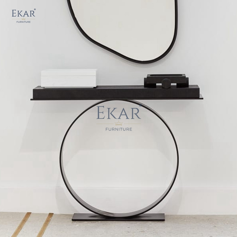 Modern Corner Console Table with Metal Accents for Stylish Entryway Storage