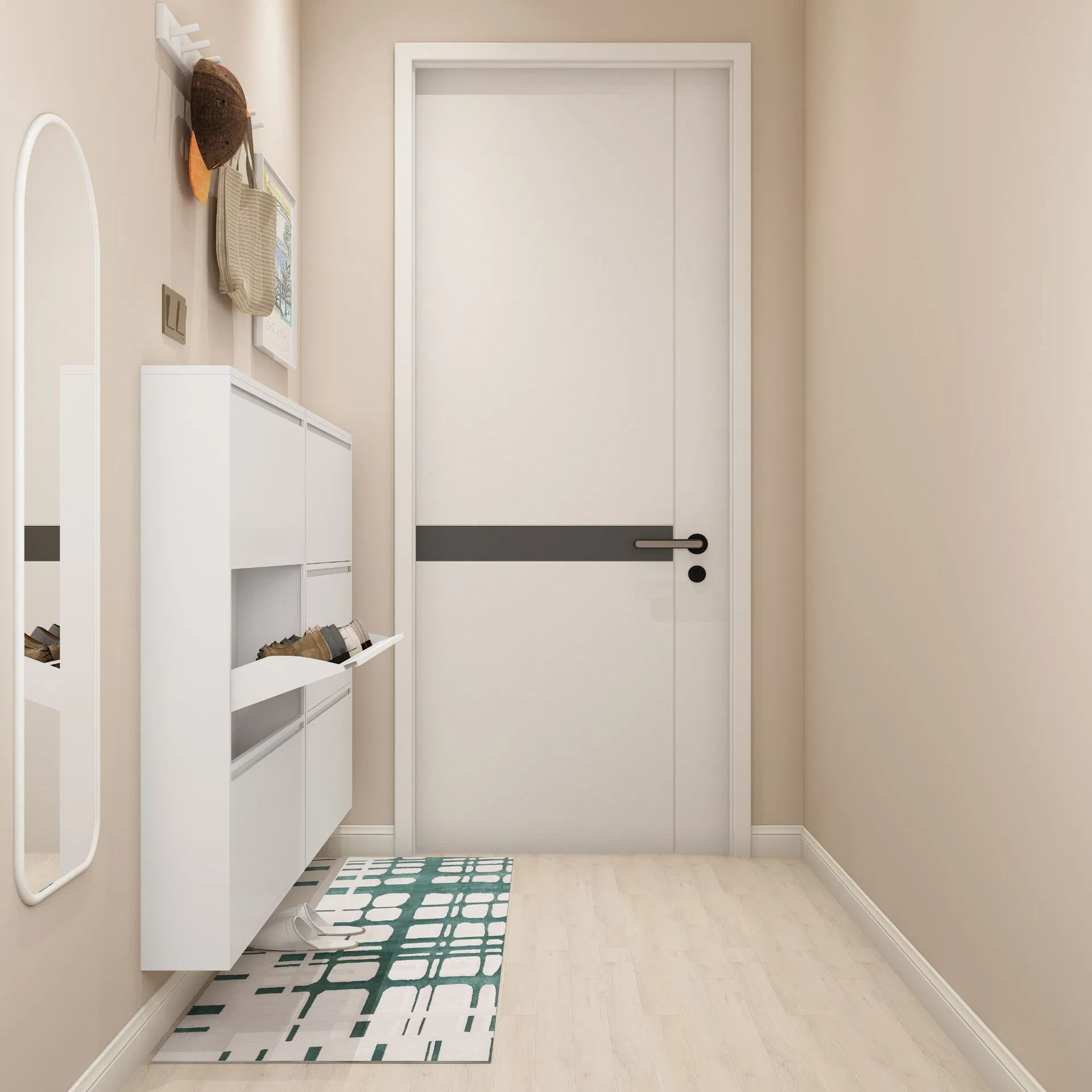 Modern Home Steel Furniture 3 Layers Shoe Rack Living Room Metal Flip Type Dust Preventionshoe Shoe Cabinet with White