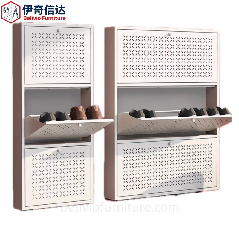 Metal Entrance Hidden Slim Shoe Organizer Cabinet with Flip Drawers