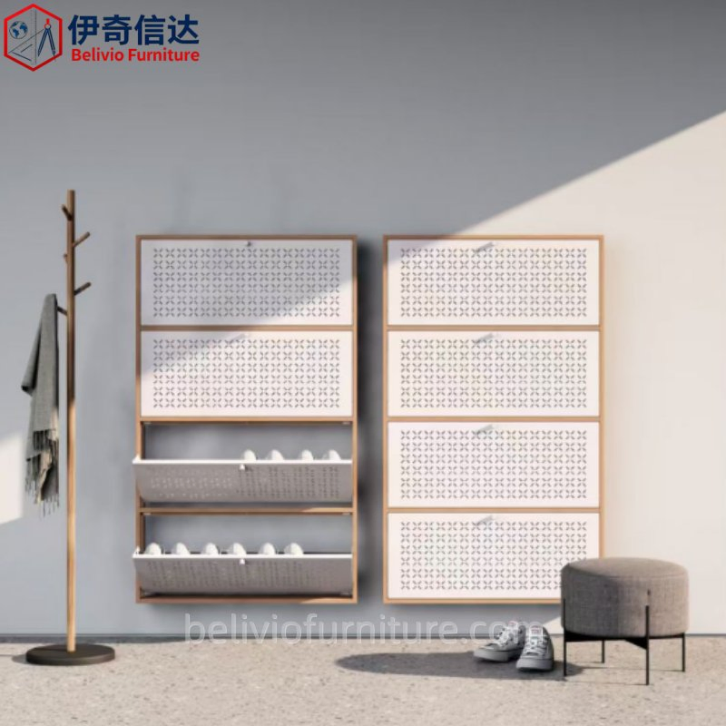 Metal Entrance Hidden Slim Shoe Organizer Cabinet with Flip Drawers