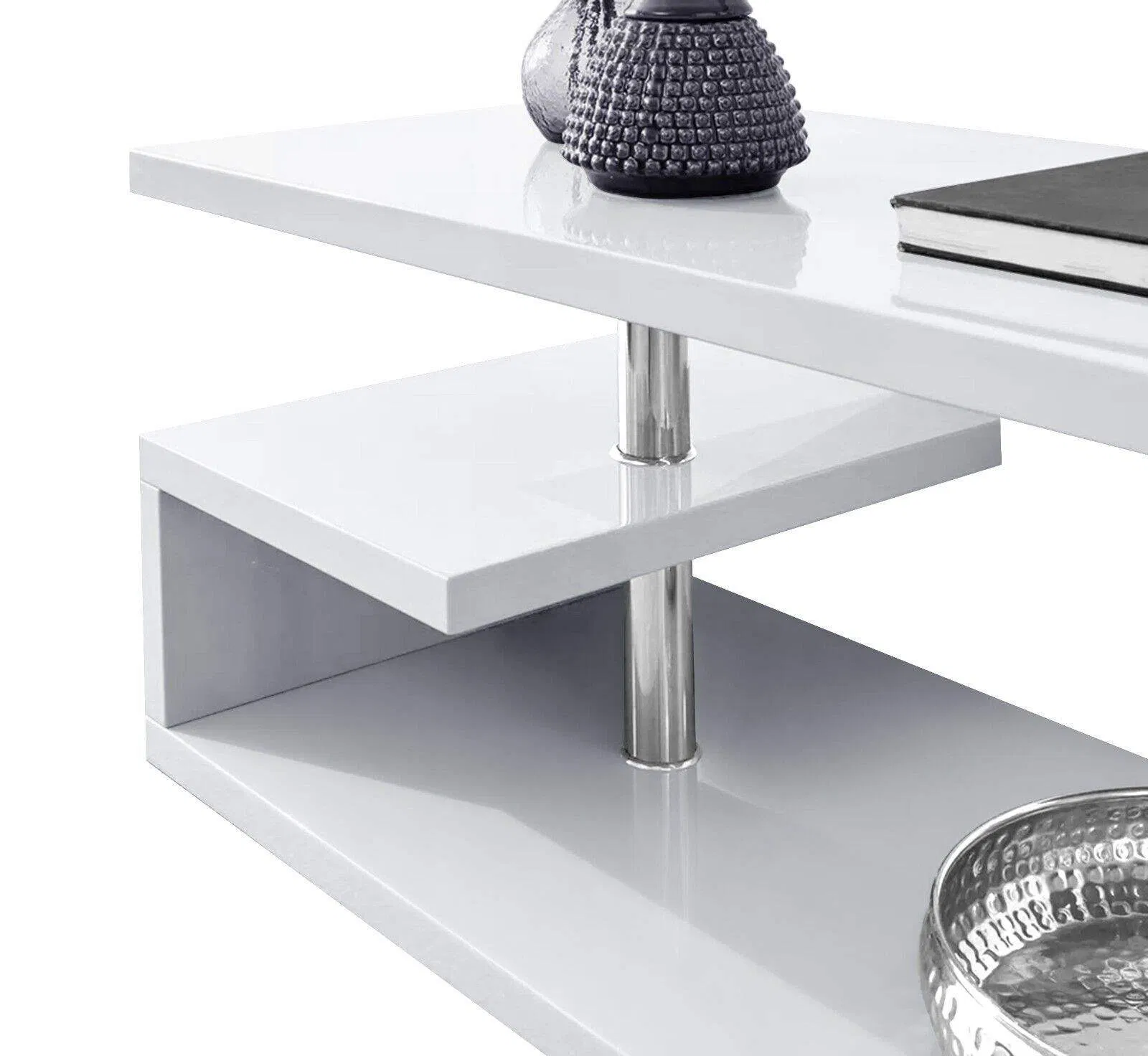 Modern High Gloss RGB LED Bedside Table 2 Drawers Nightstand Side Cabinet