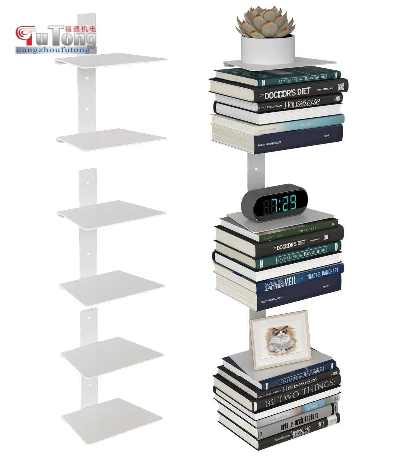 Wall Home Decor Floating Metal Book Storage Shelf for Office