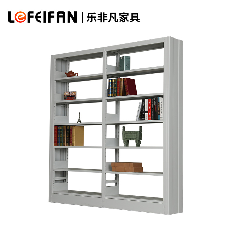 Best Quality School Furniture Steel Double Face Book Shelves Library Metal Bookcase