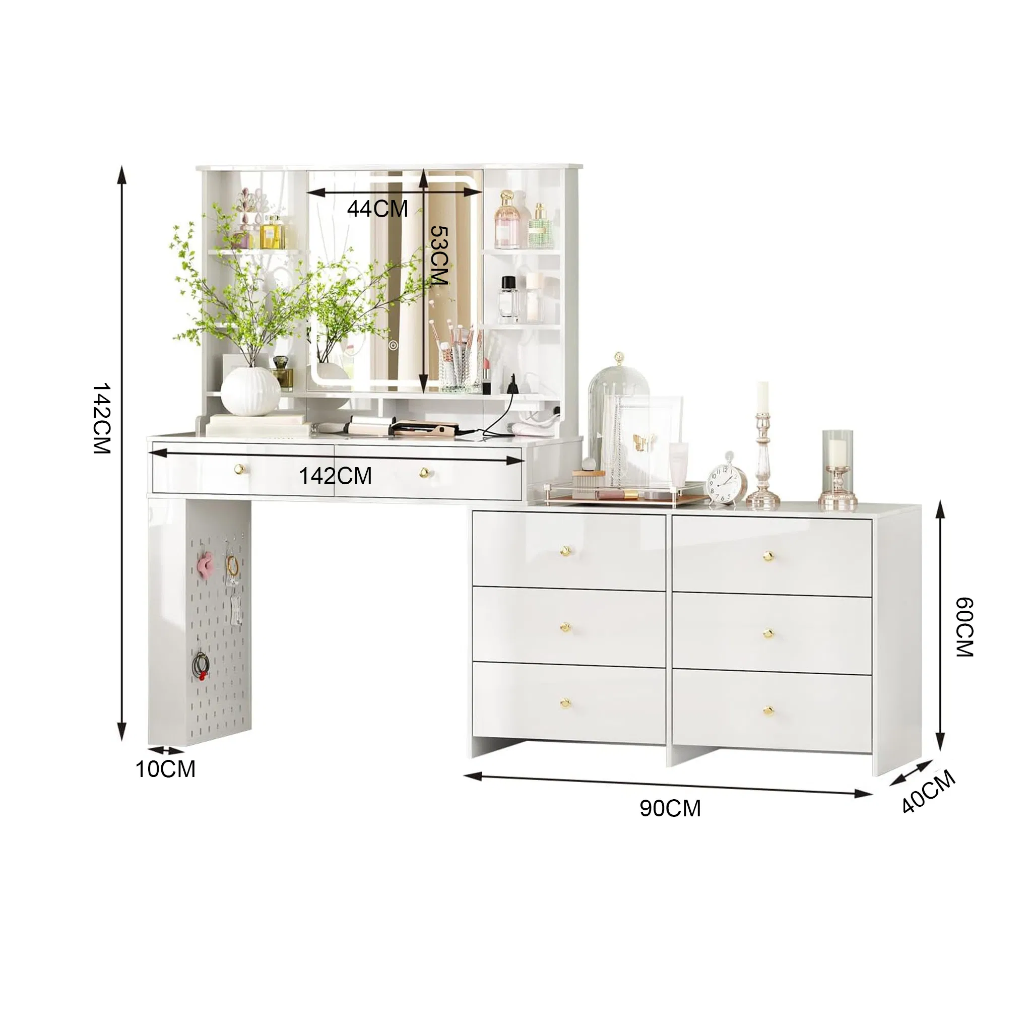 Retractable Make-up Table Bedroom Adjustable Brightness Dressing Table