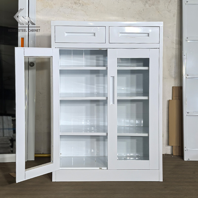 Modern Wooden Color 4 Tier Shoe Cabinet Steel Metal Shoe Rack Display Cabinet with Storage Drawer