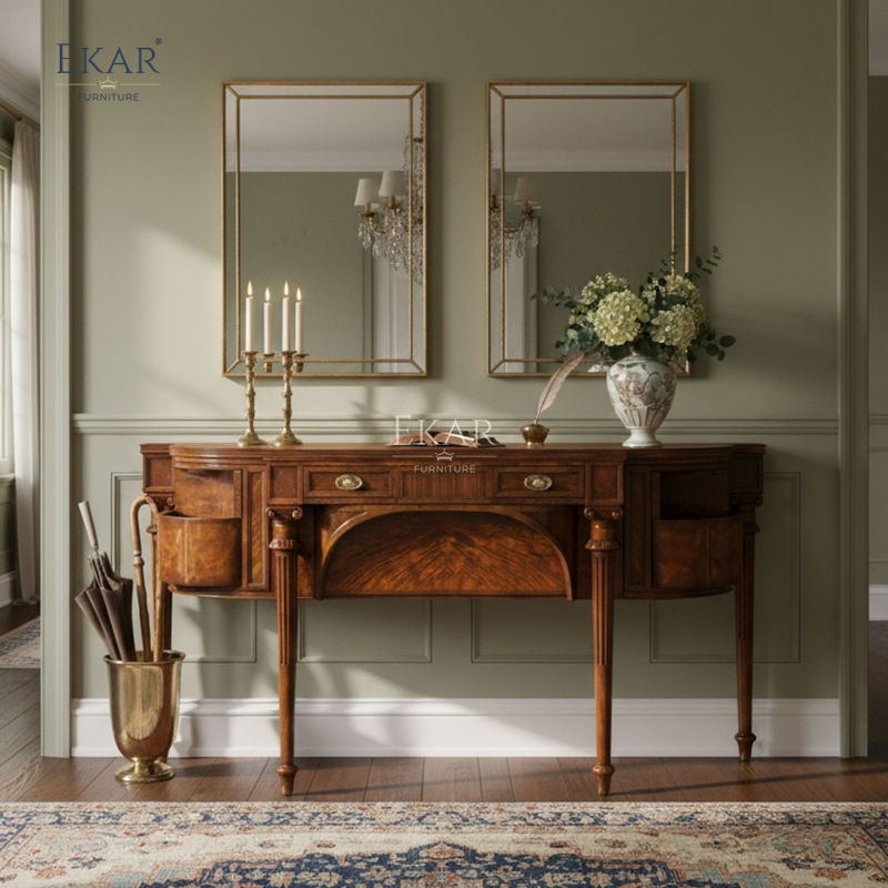 Ekar Winston Heritage Luxury Console Traditional English Style Entryway Cabinet Foshan Custom Furniture Ek-Ms-Dx021