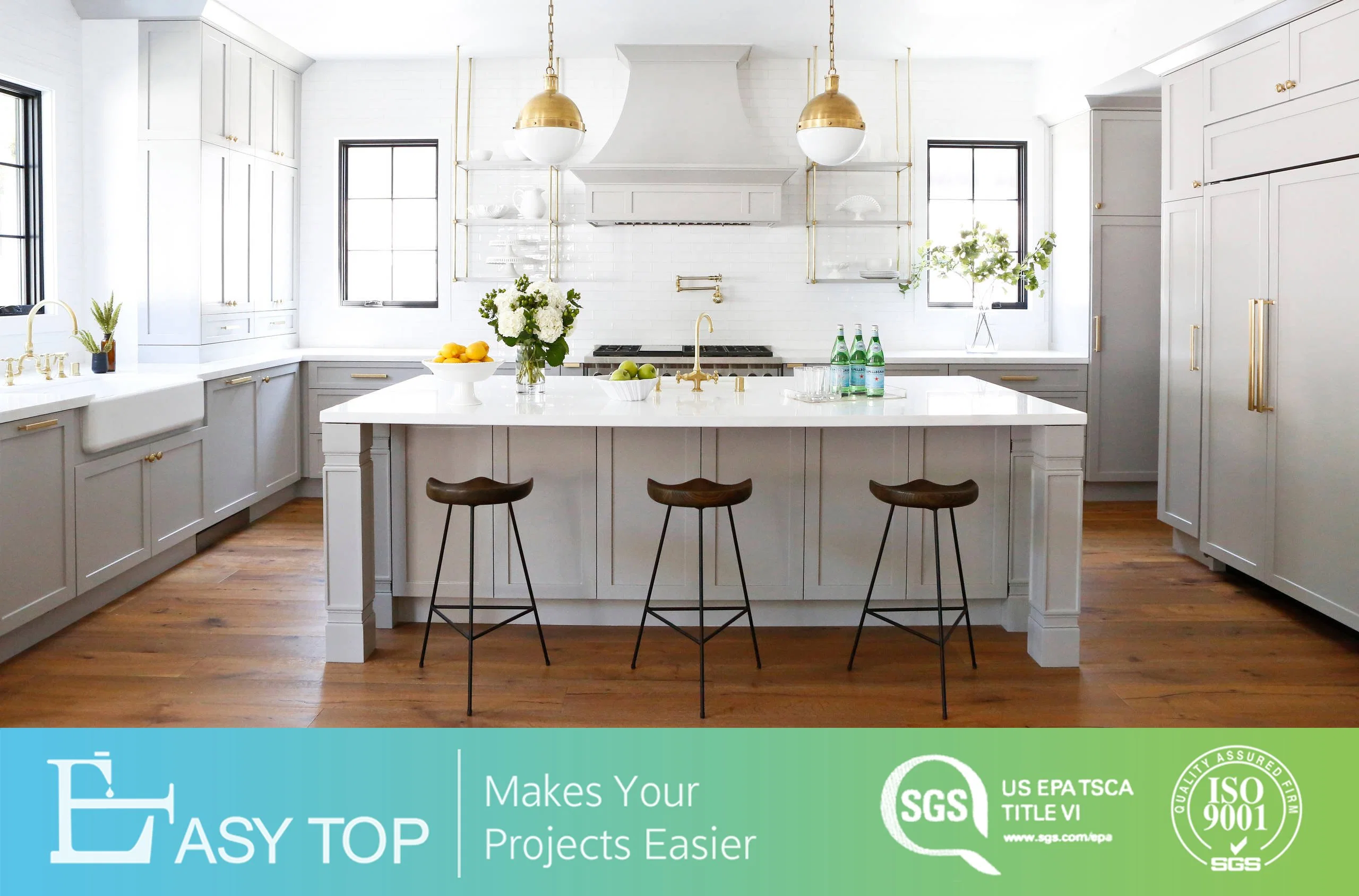 New Model French Style Luxury White Solid Wood Kitchen Units