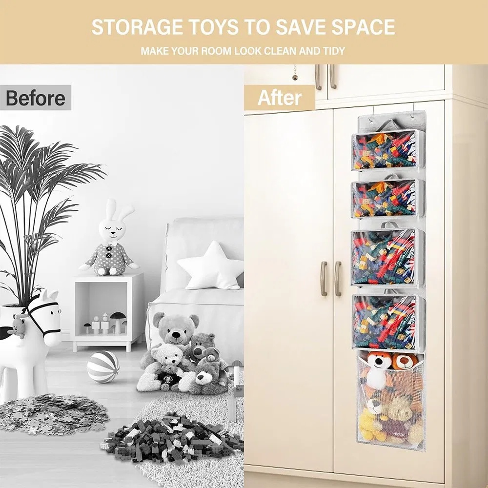 Removable PVC Toy Hanging Storage Bag Over The Door Organizer for Children