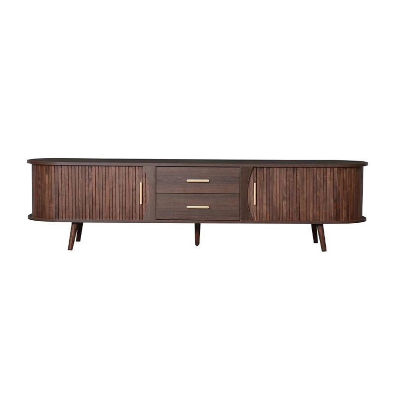 70" Multifunctional Medieval Groove Tambour TV Console