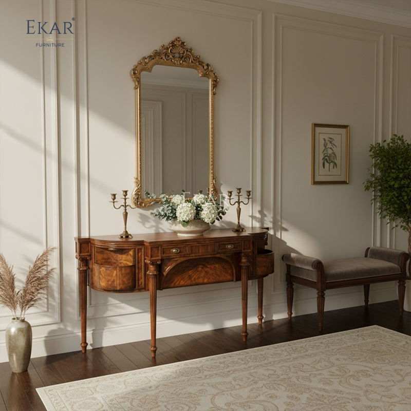 Ekar Winston Heritage Luxury Console Traditional English Style Entryway Cabinet Foshan Custom Furniture Ek-Ms-Dx021