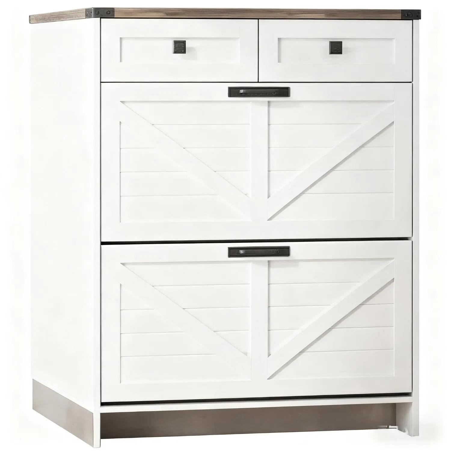 Multi-Layer Shoe Cabinet with Hidden Compartments &amp; Top Drawers, Farmhouse Style Shoe Storage Unit for Entry Hall
