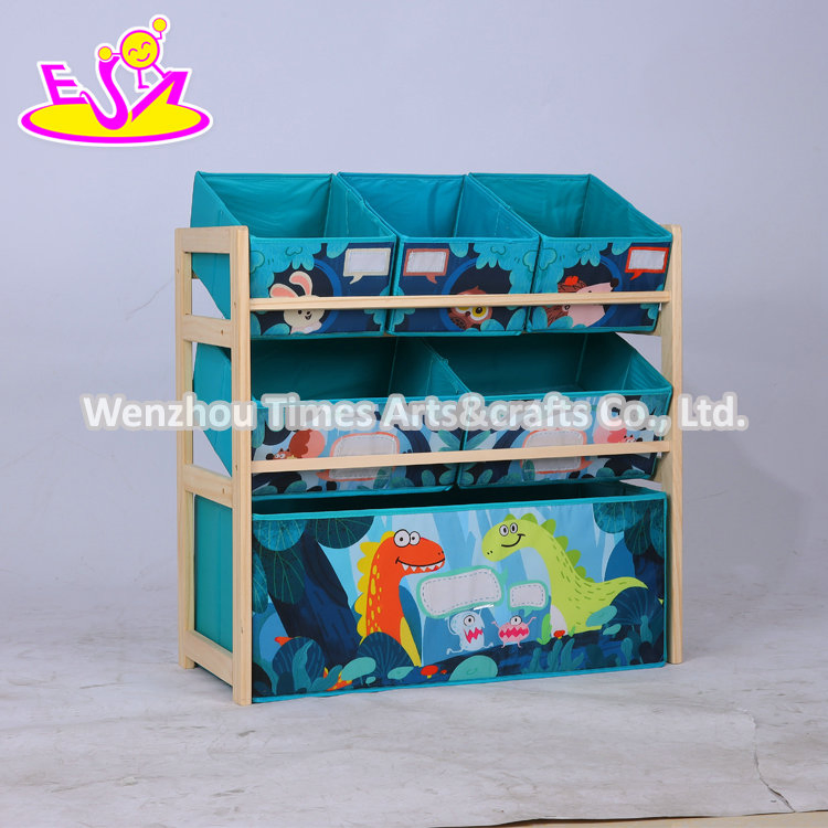 Children Nursery Playroom Wooden Storage Toy Organizer with Removable Basket W08c353