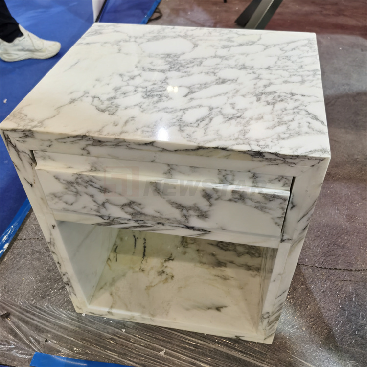 Customized Modern Natural Marble Nightstand Luxury Stone Bedroom Furniture Marble Square with Drawer Bedside Table Marble Table