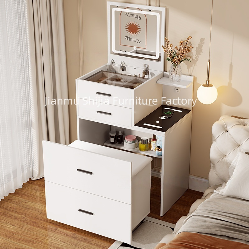 OEM ODM Modern Smart Foldable Storage 3-Color Lamp Rechargeable Desktop Dressing Table for Bedrooms