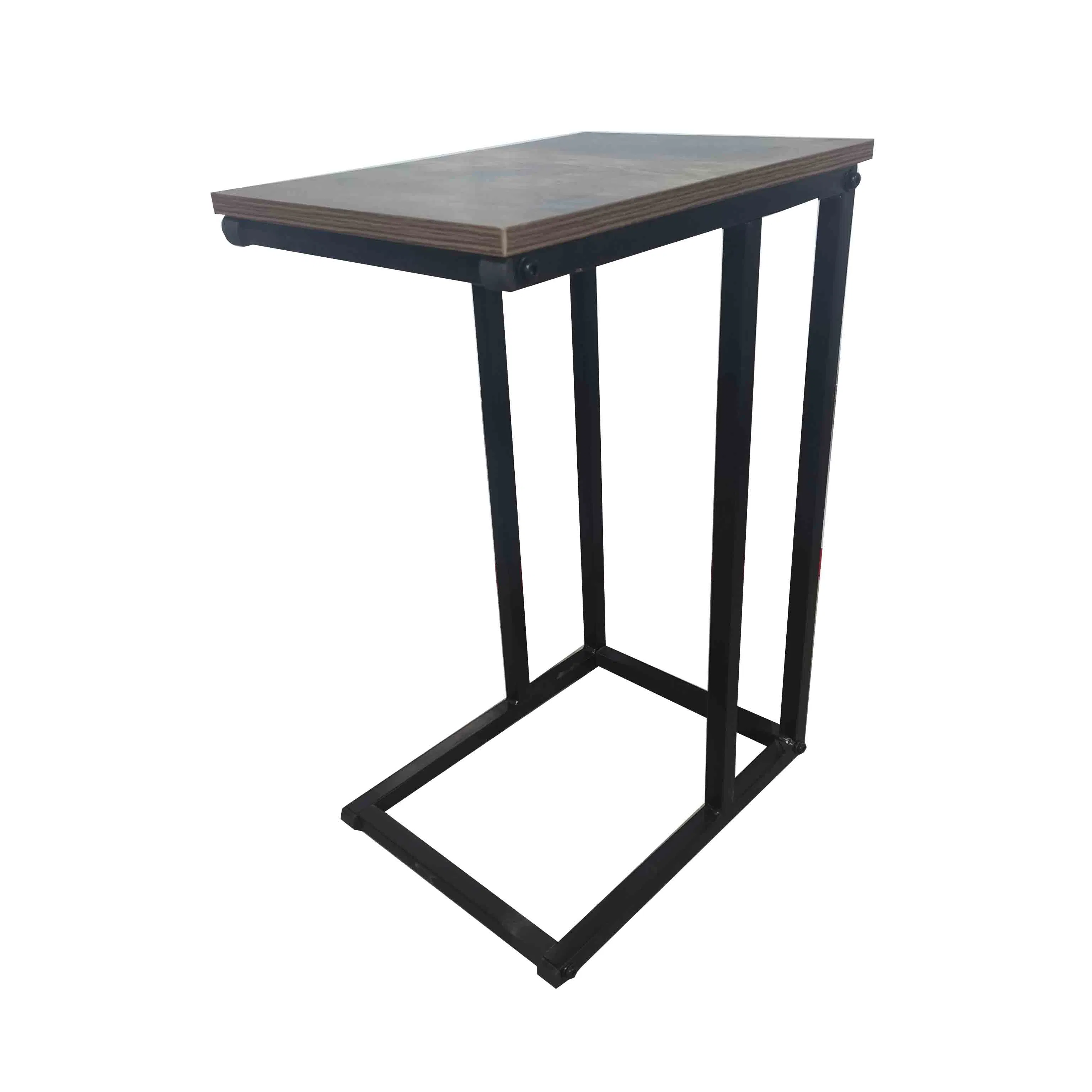 Wooden Bedside Table with Black Metal Frame MDF Top Nightstand Corner Table