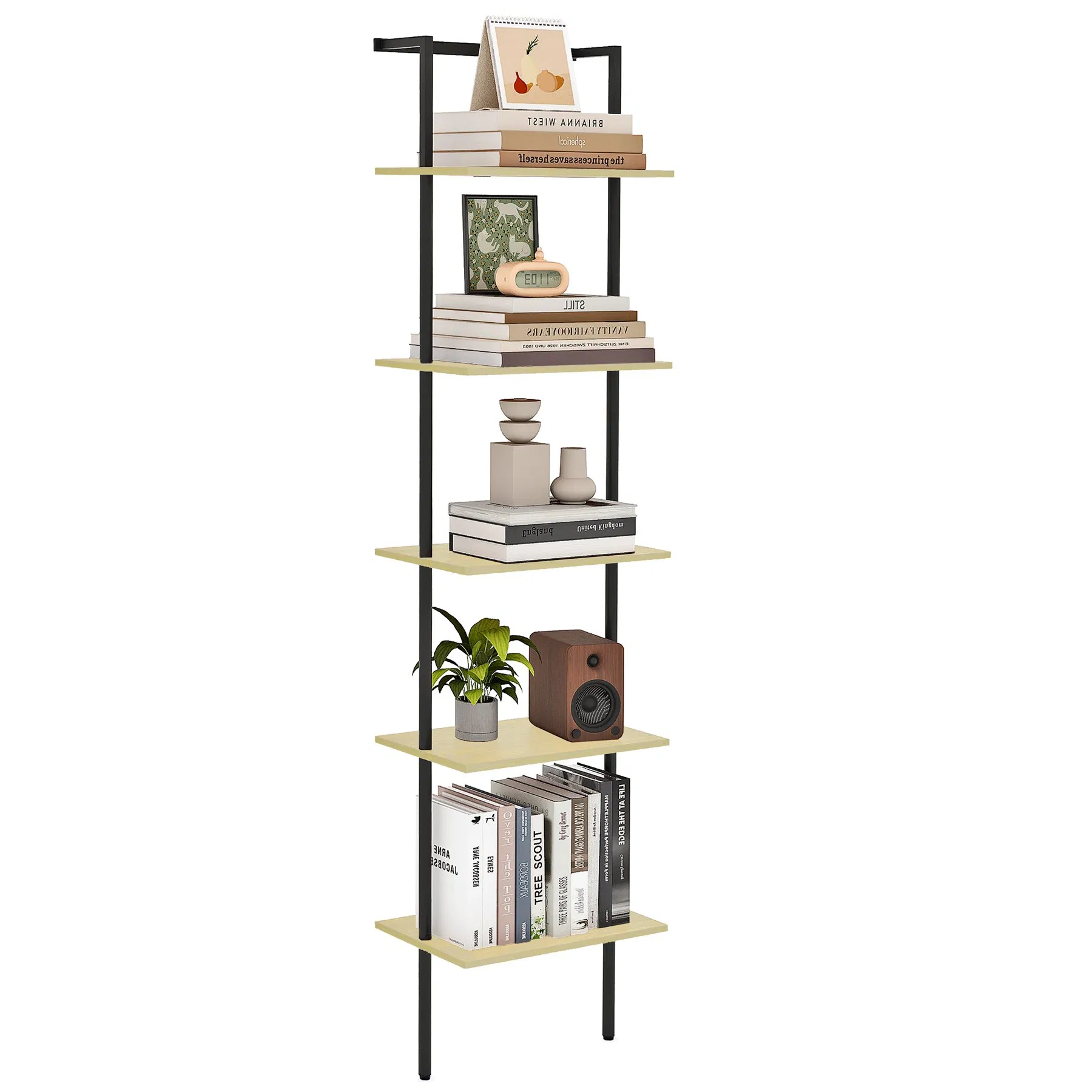 Vertical Multi-Layer Metal Bookshelf Sturdy Durable and Easy to Install Wall Bookshelf