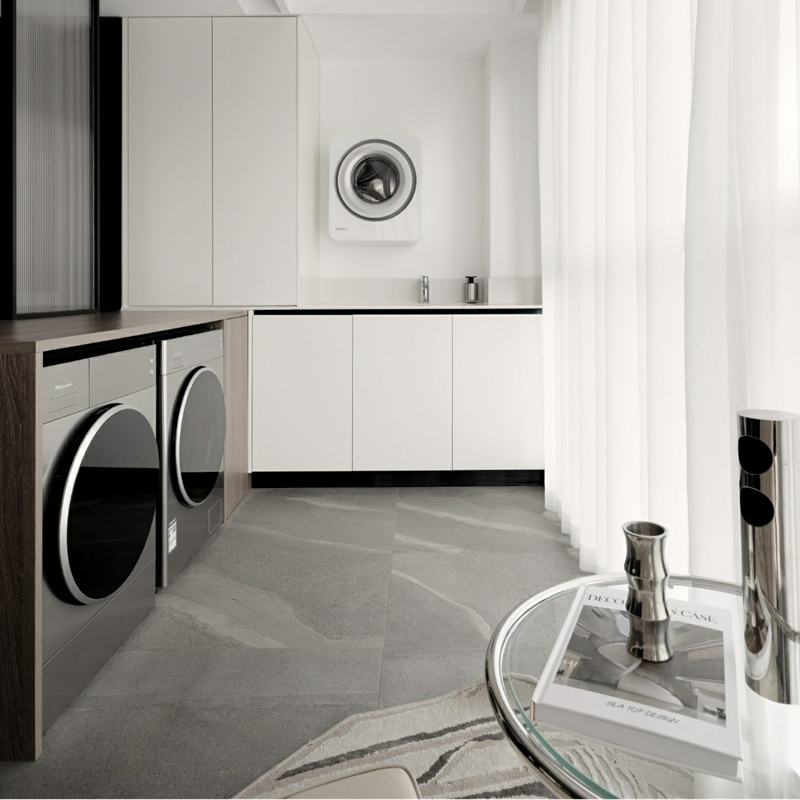 Modern Customize Multi-Use Glass Door Laundry Storage Cabinet for Kitchen in Wall Bathroom Hotel Washing Room Office