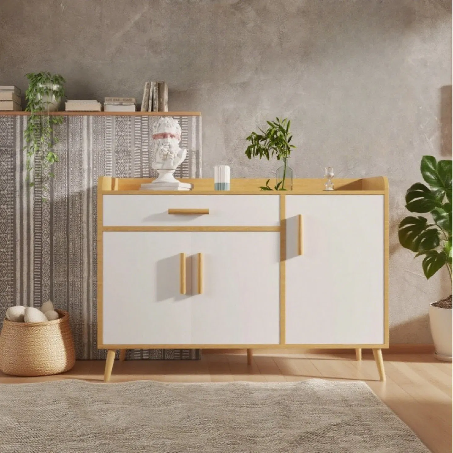 Elegant Wooden Shoe Cabinet with Adjustable Shelves for Storage