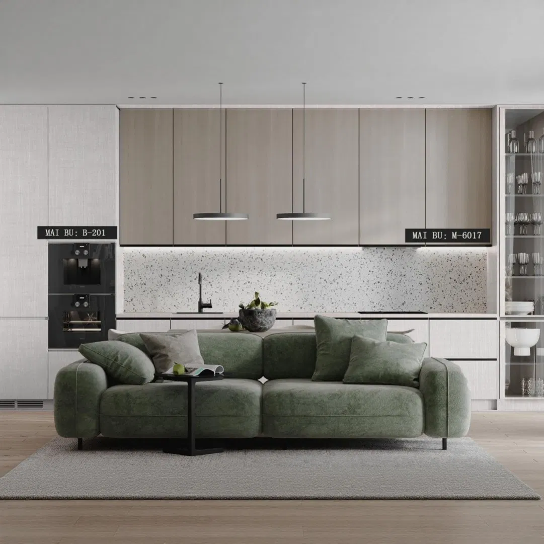 Italian Light Luxury Kitchen Pantry Unit with High Gloss PVC Film Finish Featuring Multifunctional Storage Solutions