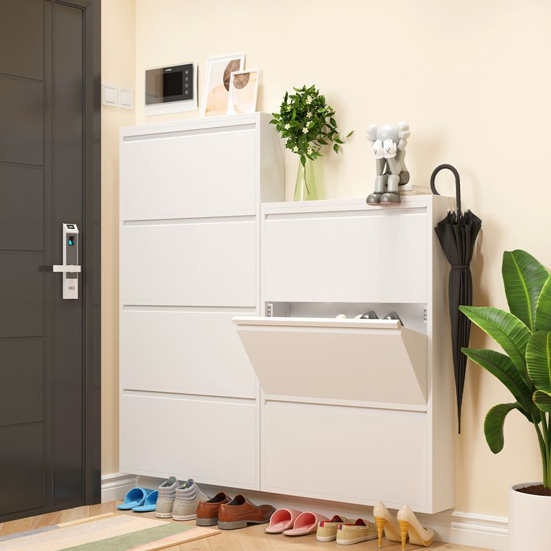 Modern Home Steel Furniture 3 Layers Shoe Rack Living Room Metal Flip Type Dust Preventionshoe Shoe Cabinet with White