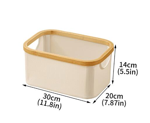 Foldable Bamboo &amp; Fabric Storage Basket Toy Organizer