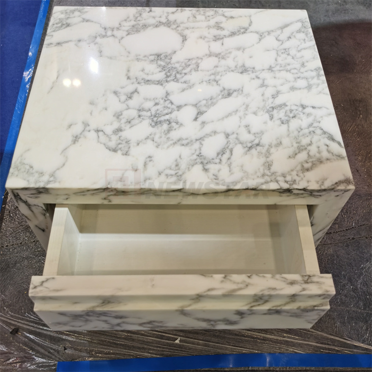 Customized Modern Natural Marble Nightstand Luxury Stone Bedroom Furniture Marble Square with Drawer Bedside Table Marble Table