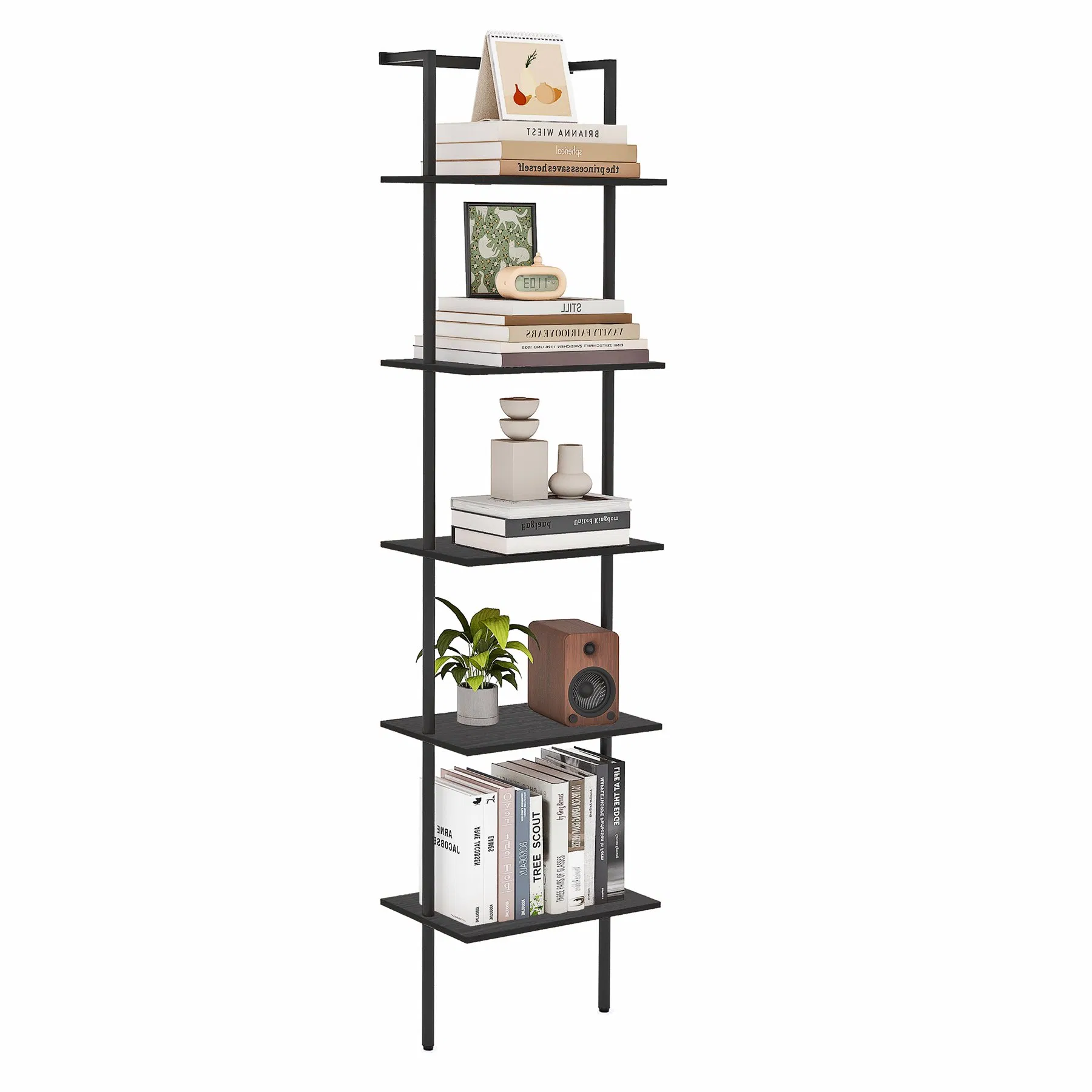 Vertical Multi-Layer Metal Bookshelf Sturdy Durable and Easy to Install Wall Bookshelf